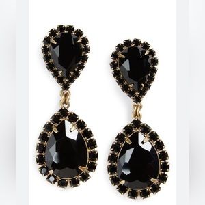 LOREN HOPE Abba Crystal Drop Earrings in Jet Black